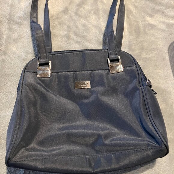 NWOT Vintage The Filer New York Organizer Dark Blue Purse Shoulder Straps - Picture 2 of 14